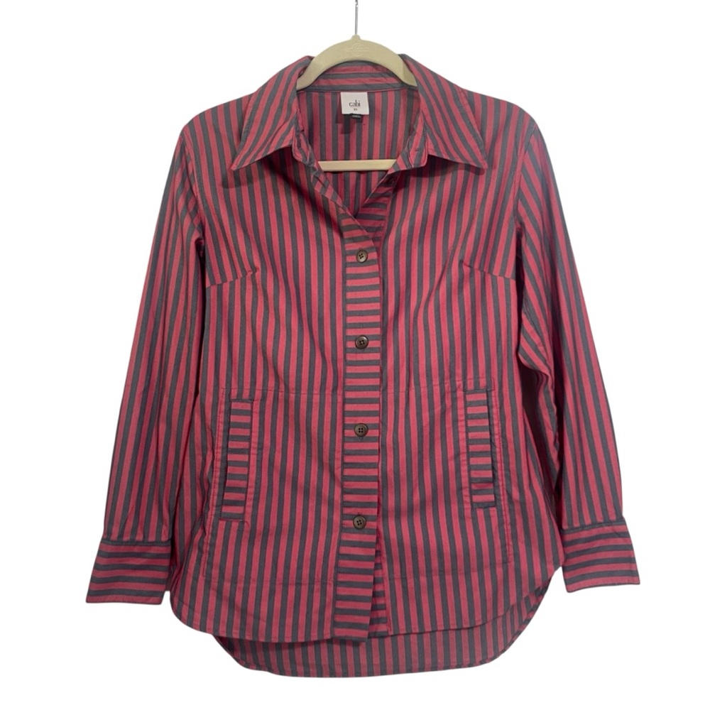 Cabi Women's Regatta Shacket | Red/Navy Striped | Size XS